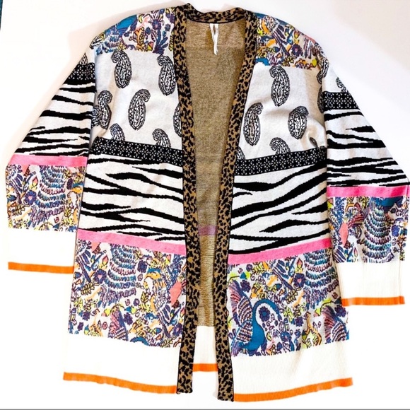 Anthropologie Bricolage Oversized Long Multi-Print Multi-Colored Cardigan - Picture 5 of 12